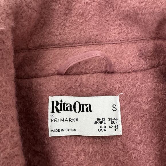 Primark x Rita Ora Womens Jacket S Pink Bounce Double Breasted Coat Long Line - Picture 12 of 15